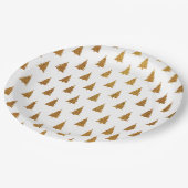 Eleganter goldener Glitzer Weihnachtsbäume niedlic Pappteller (Schrägansicht)