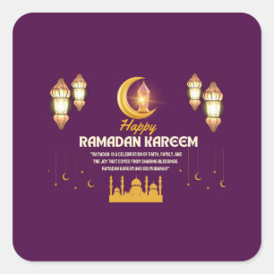 Eleganter goldener Halbmond Ramadan Mubarak Gruß Quadratischer Aufkleber