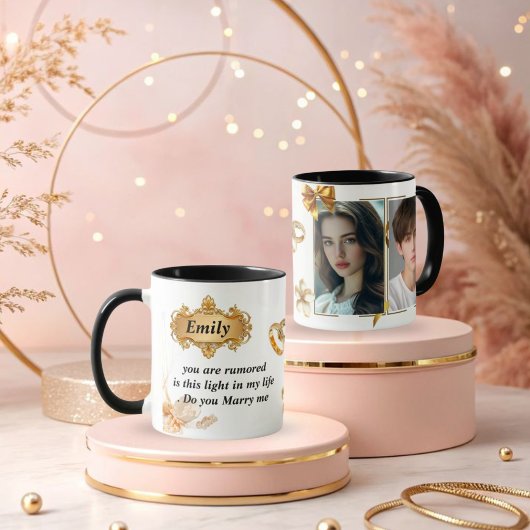 Eleganter Goldener Heiratsantrag-Mug - "Willst du  Tasse