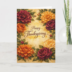 Eleganter goldener Herbst-Blumen-Thanksgiving-Gruß Feiertagskarte