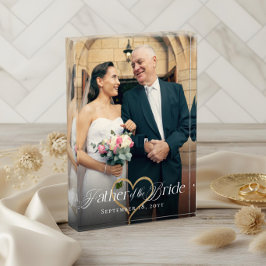 Eleganter Goldener Herz Vater der Bride Keepake Fotoblock