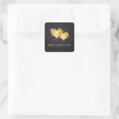 Eleganter Goldener Herzname - Valentinstag Quadratischer Aufkleber (Tasche)