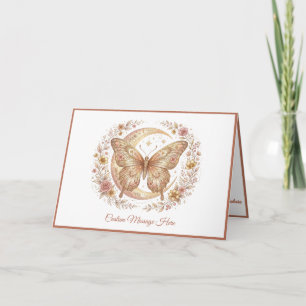Eleganter Goldener Himmels-Schmetterling-Mond-Blum Karte