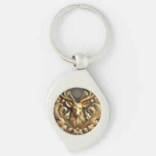 Eleganter goldener Hirschkopfschmuck Schlüsselanhänger