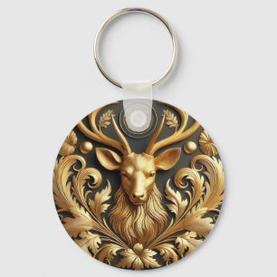 Eleganter goldener Hirschkopfschmuck Schlüsselanhänger