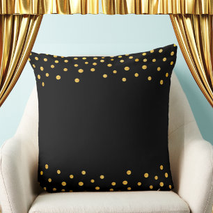 Eleganter goldener Konfetti auf Schwarz Kissen