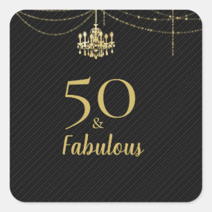 Eleganter goldener Kronleuchter Schwarz 50 & Fabel Quadratischer Aufkleber