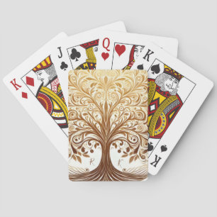 Eleganter Goldener Lebensbaum - Spirituelle Feier Spielkarten