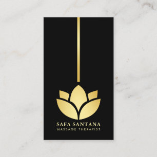 Eleganter Goldener Lotus Luxus-Massagetherapeut Visitenkarte