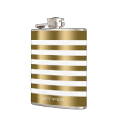 Eleganter goldener Metallic Streifen Weißer Hinter Flachmann (Links)