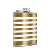 Eleganter goldener Metallic Streifen Weißer Hinter Flachmann (Rechts)