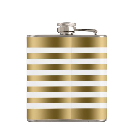 Eleganter goldener Metallic Streifen Weißer Hinter Flachmann (Rückseite)