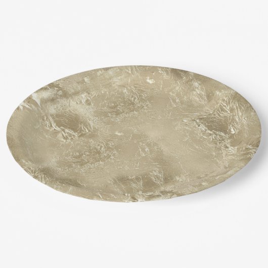 Eleganter Goldener Metallischer Musterurlaub Pappteller (Schrägansicht)