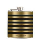 Eleganter goldener Metallstreifen schwarzer Hinter Flachmann (Vorderseite)