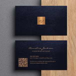 Eleganter goldener monogrammierter moderner QR-Cod Visitenkarte