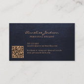 Eleganter goldener monogrammierter moderner QR-Cod Visitenkarte (Rückseite)
