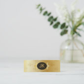 Eleganter goldener Muster Schwarzer Akzent Mini Visitenkarte (Stehend Vorderseite)