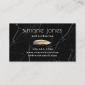 Eleganter goldener Nagellack schwarzer Marmor Visitenkarte (Rückseite)