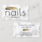 Eleganter goldener Nagellack, weißer Marmor Visitenkarte (Vorne/Hinten)