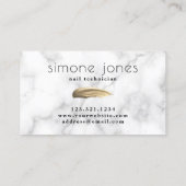 Eleganter goldener Nagellack, weißer Marmor Visitenkarte (Rückseite)