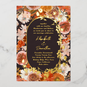 Eleganter goldener ovaler Rahmen Hochzeit in nächt Folieneinladung