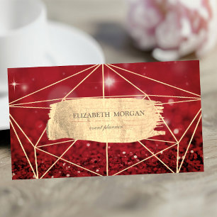 Eleganter goldener Pinselstrich geometrischer rote Visitenkarte