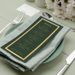 Eleganter goldener Rahmen dunkelgrüne moderne Hoch Menükarte<br><div class="desc">Moderne klassische dunkle Smaragdgrün und goldene trendige minimalistische Typografie maßgeschneiderte Hochzeitsmenü-Kartenvorlage auf Vintagem Hintergrund.              Matching wedding stationery available in the collection</div>