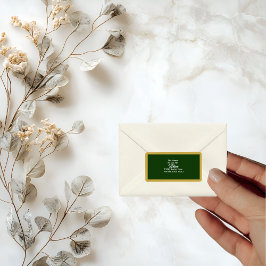 Eleganter Goldener Rahmen für grüne Rücksendeadres Adressaufkleber