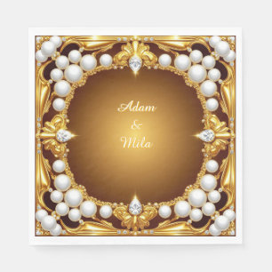 Eleganter goldener Rahmen mit Perlen Serviette