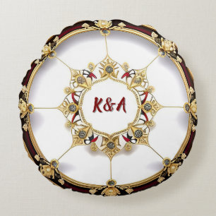 Eleganter goldener Rahmen rund Rundes Kissen