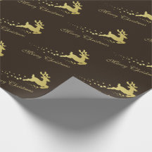 Eleganter Goldener Rentier Frohe Weihnachtssterne