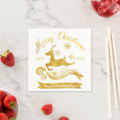 Eleganter Goldener Rentier & Snowflake Cocktail Na Serviette (Beispiel)
