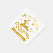 Eleganter Goldener Rentier & Snowflake Cocktail Na Serviette (Ecke)