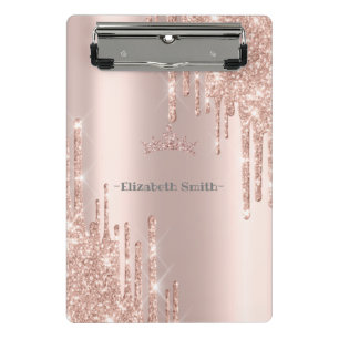 Eleganter goldener Rose Glitzer, Zwischenablage Mini Klemmbrett