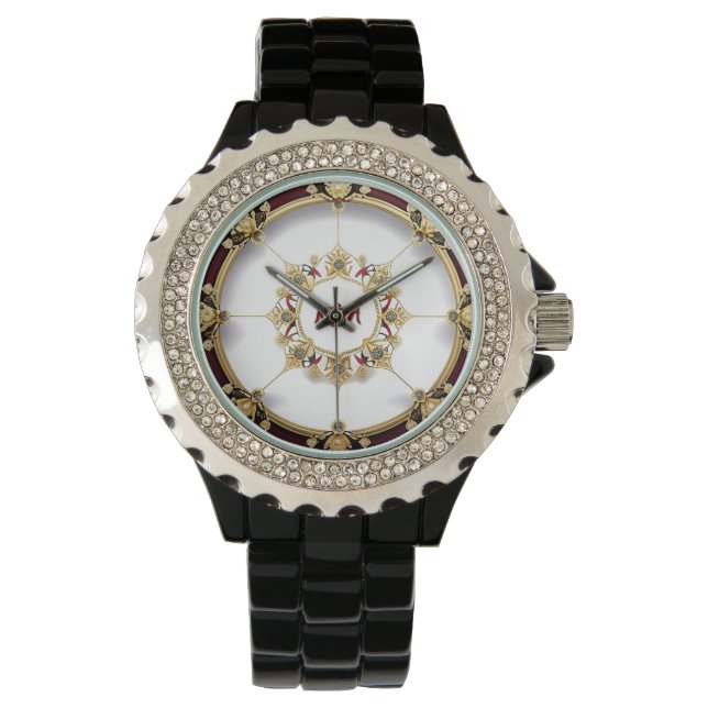Eleganter Goldener Rundrahmen Armbanduhr (Vorderseite)