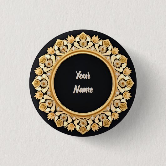 Eleganter Goldener Rundrahmen Button (Vorderseite)