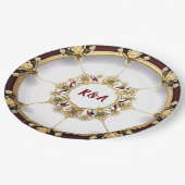 Eleganter Goldener Rundrahmen Pappteller (Schrägansicht)