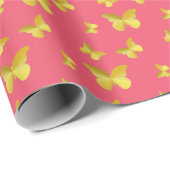 Eleganter Goldener Schmetterling in Rosa Geschenkpapier (Rolleneckpunkt)