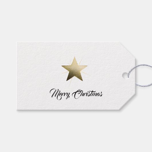 Eleganter Goldener Stern mit Minimalistischem Glan Geschenkanhänger (Vorderseite (Horizontal))