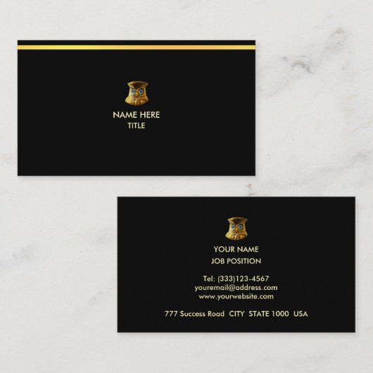 Eleganter Goldener Streifen auf schwarz Visitenkarte (Vorne/Hinten)