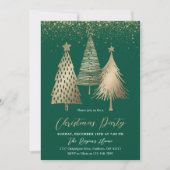 Eleganter Goldener Tree Glitzer Schnee Einladung (Vorderseite)