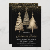Eleganter Goldener Tree Glitzer Schnee Einladung (Vorne/Hinten)