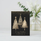 Eleganter Goldener Tree Glitzer Schnee Feiertagspostkarte (Stehend Vorderseite)