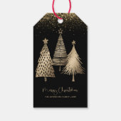 Eleganter Goldener Tree Glitzer Schnee Geschenkanhänger (Rückseite)