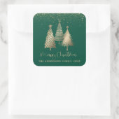Eleganter Goldener Tree Glitzer Schnee Quadratischer Aufkleber (Tasche)