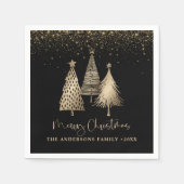 Eleganter Goldener Tree Glitzer Schnee Serviette (Vorderseite)