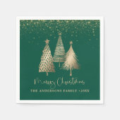 Eleganter Goldener Tree Glitzer Schnee Serviette (Vorderseite)