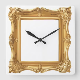 Eleganter goldener verzierter Rahmen Quadratische Wanduhr
