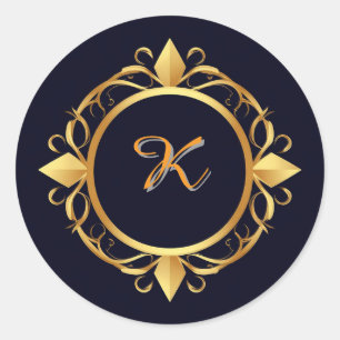 Eleganter goldener verzierter runder Rahmen Aufkleber