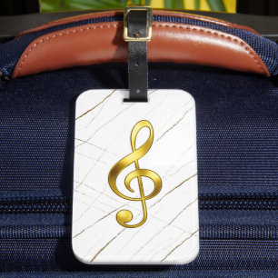 Eleganter goldener Violinschlüssel auf schwarzem M Gepäckanhänger